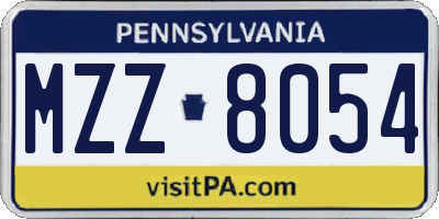 PA license plate MZZ8054