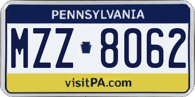 PA license plate MZZ8062