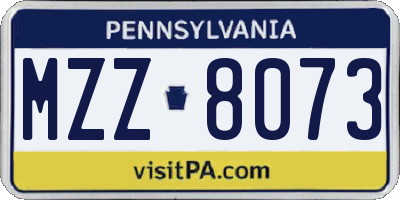 PA license plate MZZ8073