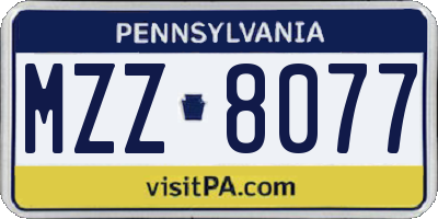 PA license plate MZZ8077