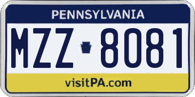PA license plate MZZ8081