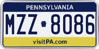 PA license plate MZZ8086