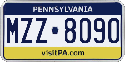 PA license plate MZZ8090