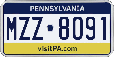 PA license plate MZZ8091