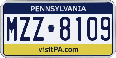 PA license plate MZZ8109