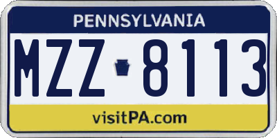 PA license plate MZZ8113