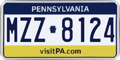 PA license plate MZZ8124