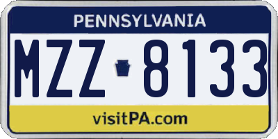 PA license plate MZZ8133