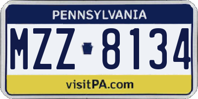 PA license plate MZZ8134