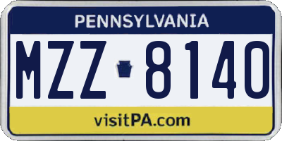 PA license plate MZZ8140