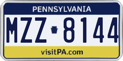 PA license plate MZZ8144