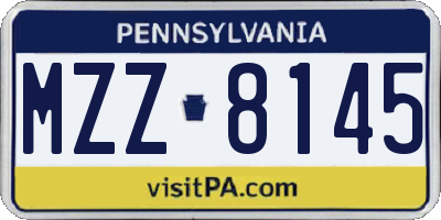 PA license plate MZZ8145