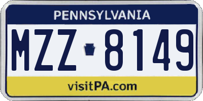 PA license plate MZZ8149