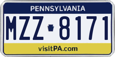 PA license plate MZZ8171