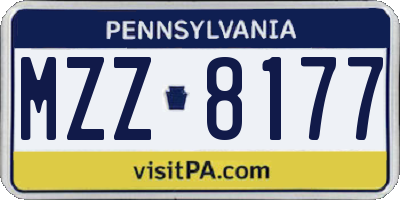 PA license plate MZZ8177