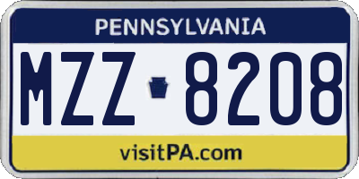 PA license plate MZZ8208