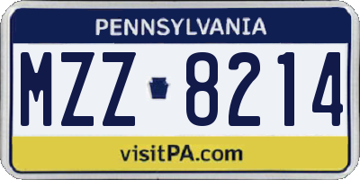 PA license plate MZZ8214