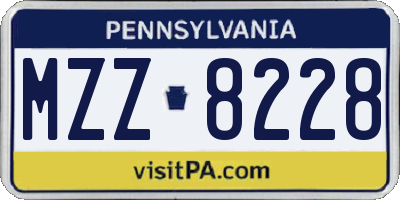 PA license plate MZZ8228