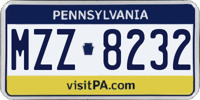 PA license plate MZZ8232