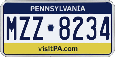 PA license plate MZZ8234