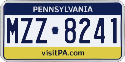 PA license plate MZZ8241