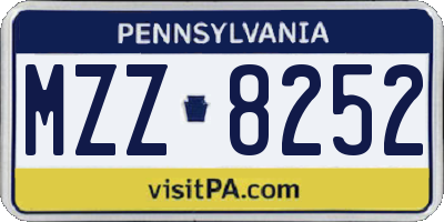 PA license plate MZZ8252