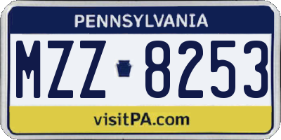 PA license plate MZZ8253