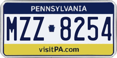 PA license plate MZZ8254
