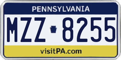 PA license plate MZZ8255