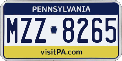 PA license plate MZZ8265
