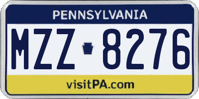 PA license plate MZZ8276