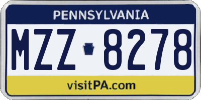 PA license plate MZZ8278
