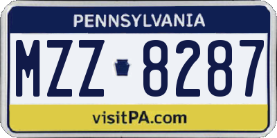 PA license plate MZZ8287