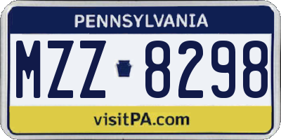 PA license plate MZZ8298
