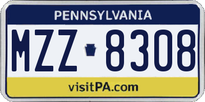 PA license plate MZZ8308