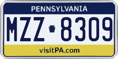PA license plate MZZ8309