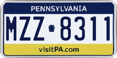 PA license plate MZZ8311