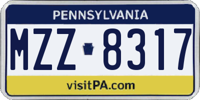 PA license plate MZZ8317