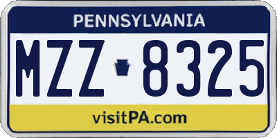 PA license plate MZZ8325