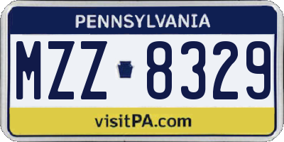 PA license plate MZZ8329