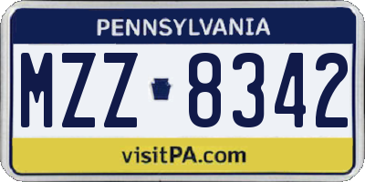 PA license plate MZZ8342