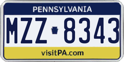 PA license plate MZZ8343