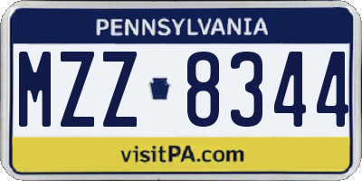 PA license plate MZZ8344