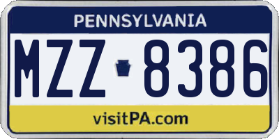 PA license plate MZZ8386