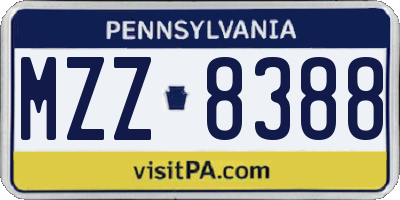 PA license plate MZZ8388