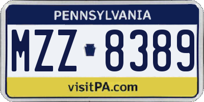 PA license plate MZZ8389