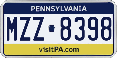 PA license plate MZZ8398