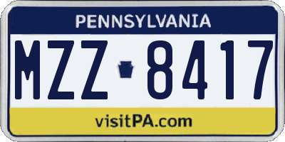 PA license plate MZZ8417