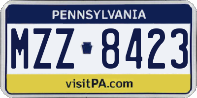 PA license plate MZZ8423