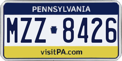 PA license plate MZZ8426